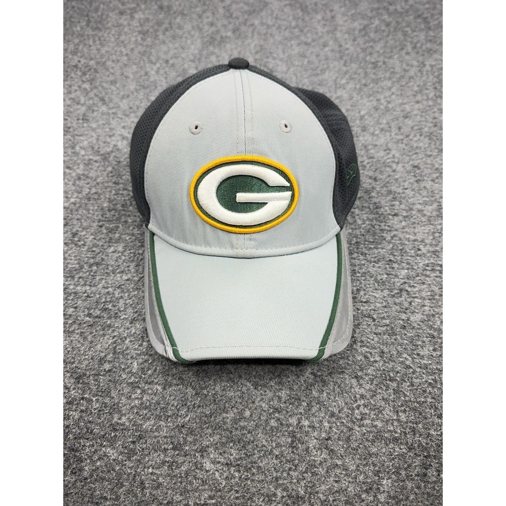 Green Bay Packers Hat Cap Fitted Mens Medium Gray NFL Football Stretch New Era